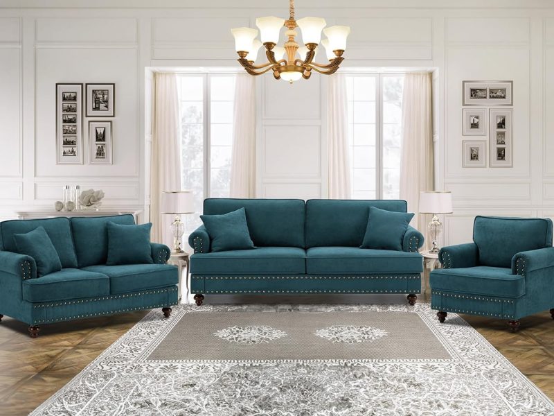 Juego de Sala Barroco 3, 2, 1 - TURQUESA